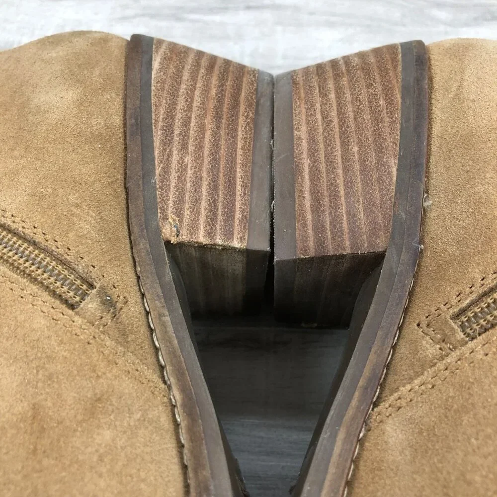 Lucky Brand Ankle Boots Women's11 Felisie Tan Suede Fringe Zip Booties
